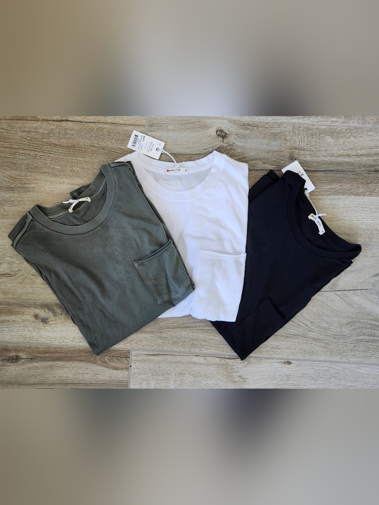 Marine Layer Tops - Marine Layer Boyfriend Crew Tee Bundle Of 3 Black, White, Dusty Olive M